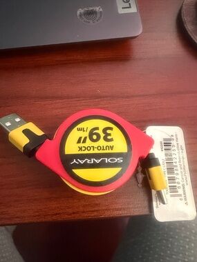 Solaray 3.9ft Auto-Lock USB Retractable Cable - Red & Yellow